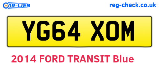 YG64XOM are the vehicle registration plates.