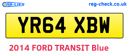 YR64XBW are the vehicle registration plates.