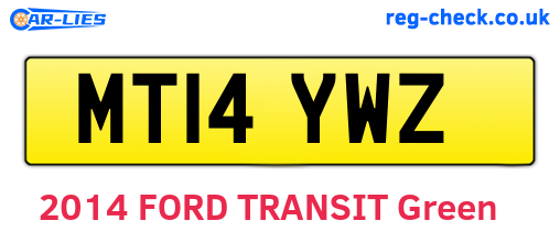 MT14YWZ are the vehicle registration plates.