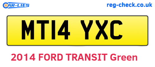 MT14YXC are the vehicle registration plates.