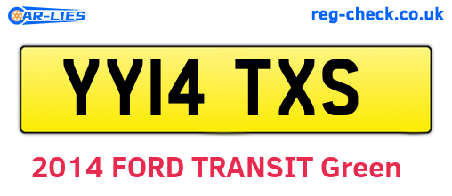 YY14TXS are the vehicle registration plates.