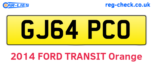 GJ64PCO are the vehicle registration plates.