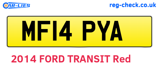 MF14PYA are the vehicle registration plates.