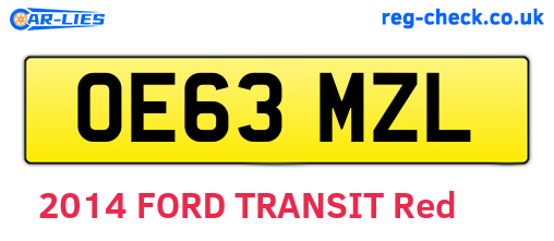 OE63MZL are the vehicle registration plates.