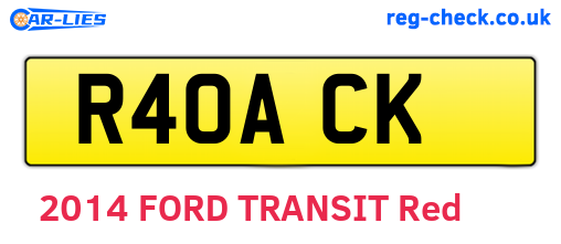 R40ACK are the vehicle registration plates.