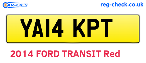 YA14KPT are the vehicle registration plates.