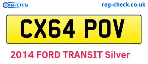 CX64POV are the vehicle registration plates.