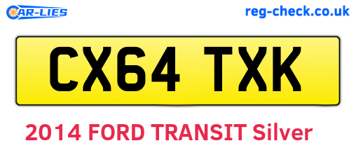 CX64TXK are the vehicle registration plates.