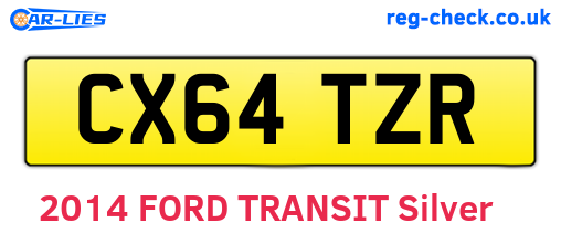 CX64TZR are the vehicle registration plates.