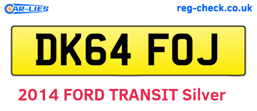 DK64FOJ are the vehicle registration plates.
