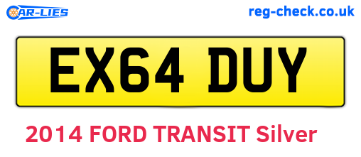 EX64DUY are the vehicle registration plates.