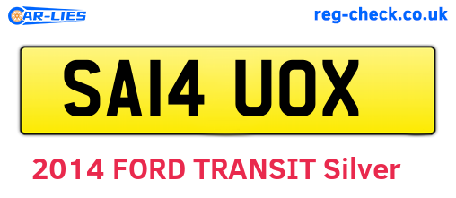SA14UOX are the vehicle registration plates.