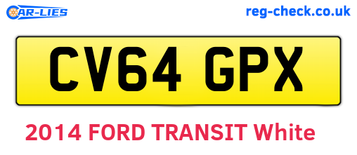 CV64GPX are the vehicle registration plates.