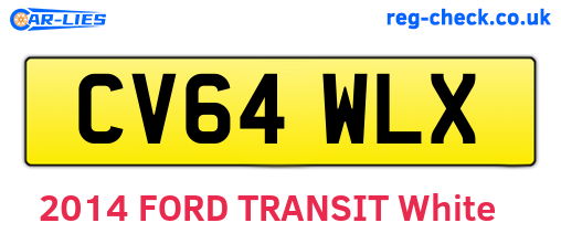 CV64WLX are the vehicle registration plates.