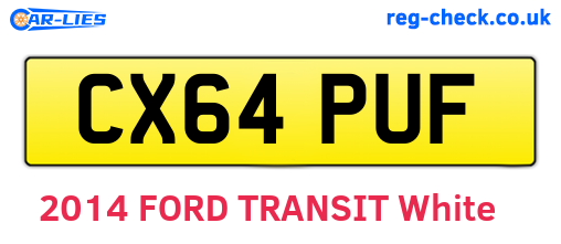 CX64PUF are the vehicle registration plates.
