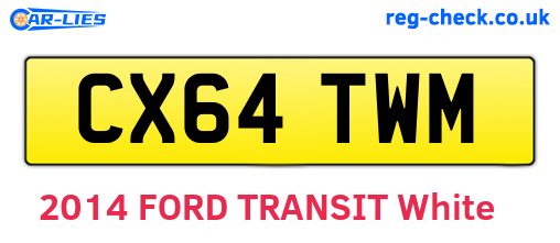 CX64TWM are the vehicle registration plates.