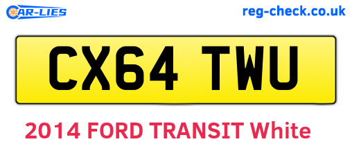 CX64TWU are the vehicle registration plates.