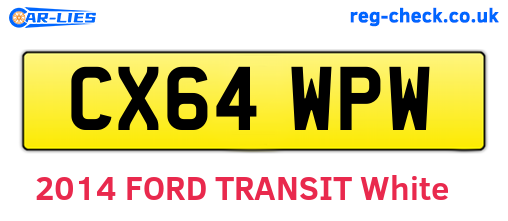 CX64WPW are the vehicle registration plates.