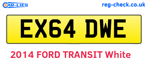 EX64DWE are the vehicle registration plates.