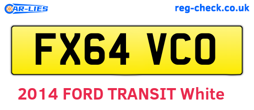 FX64VCO are the vehicle registration plates.