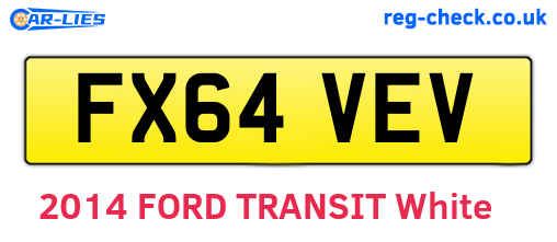 FX64VEV are the vehicle registration plates.