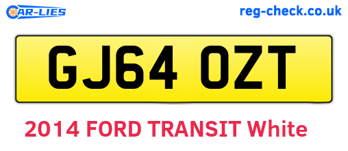 GJ64OZT are the vehicle registration plates.