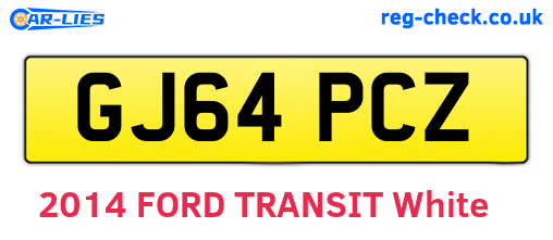 GJ64PCZ are the vehicle registration plates.