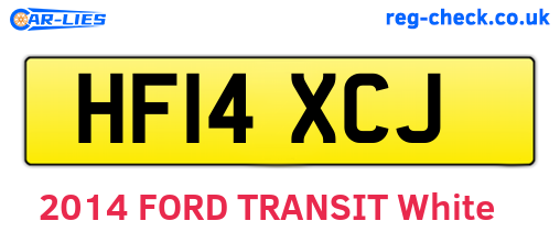 HF14XCJ are the vehicle registration plates.