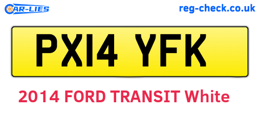 PX14YFK are the vehicle registration plates.