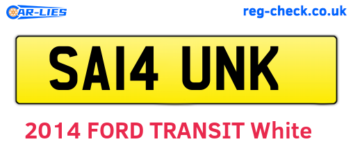 SA14UNK are the vehicle registration plates.