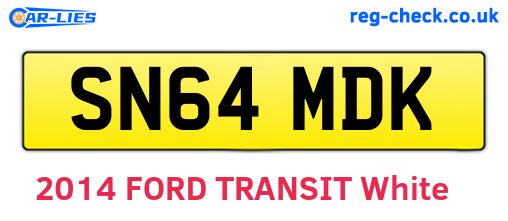 SN64MDK are the vehicle registration plates.