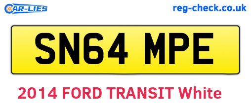 SN64MPE are the vehicle registration plates.