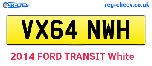 VX64NWH are the vehicle registration plates.