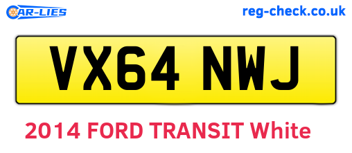 VX64NWJ are the vehicle registration plates.