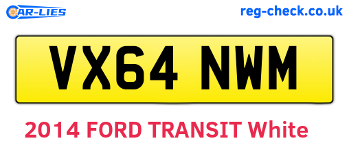 VX64NWM are the vehicle registration plates.