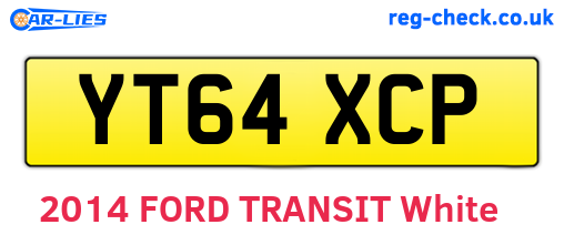 YT64XCP are the vehicle registration plates.