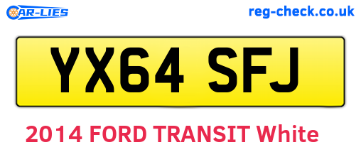 YX64SFJ are the vehicle registration plates.