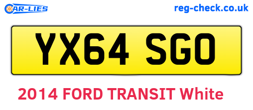YX64SGO are the vehicle registration plates.
