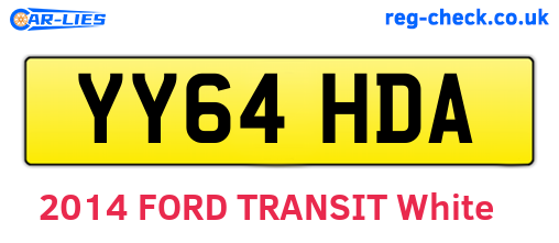 YY64HDA are the vehicle registration plates.