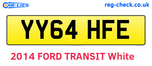 YY64HFE are the vehicle registration plates.