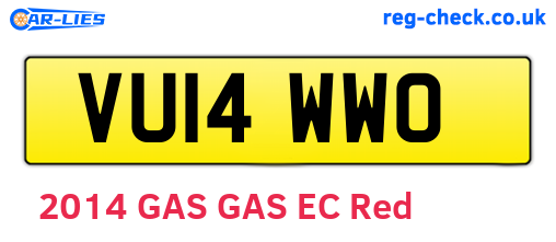 VU14WWO are the vehicle registration plates.