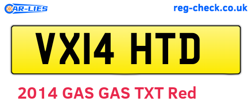 VX14HTD are the vehicle registration plates.