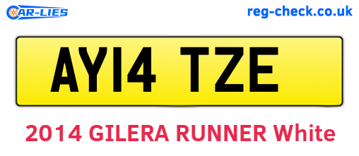 AY14TZE are the vehicle registration plates.
