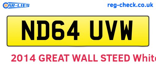ND64UVW are the vehicle registration plates.