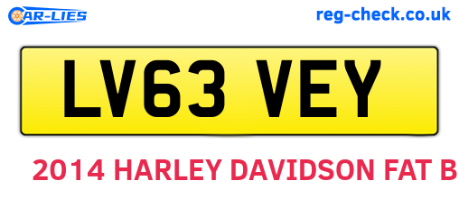 LV63VEY are the vehicle registration plates.