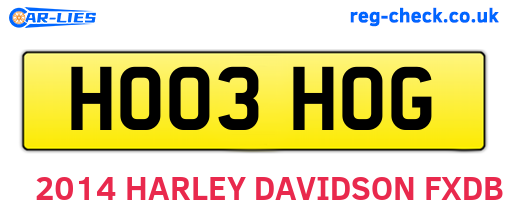 HO03HOG are the vehicle registration plates.
