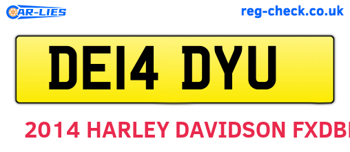 DE14DYU are the vehicle registration plates.