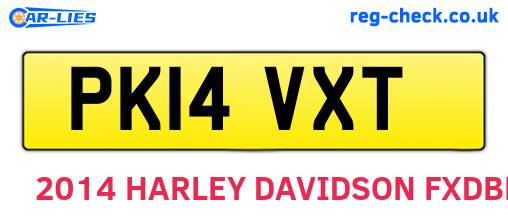 PK14VXT are the vehicle registration plates.