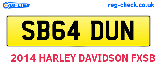 SB64DUN are the vehicle registration plates.