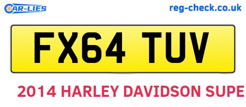 FX64TUV are the vehicle registration plates.